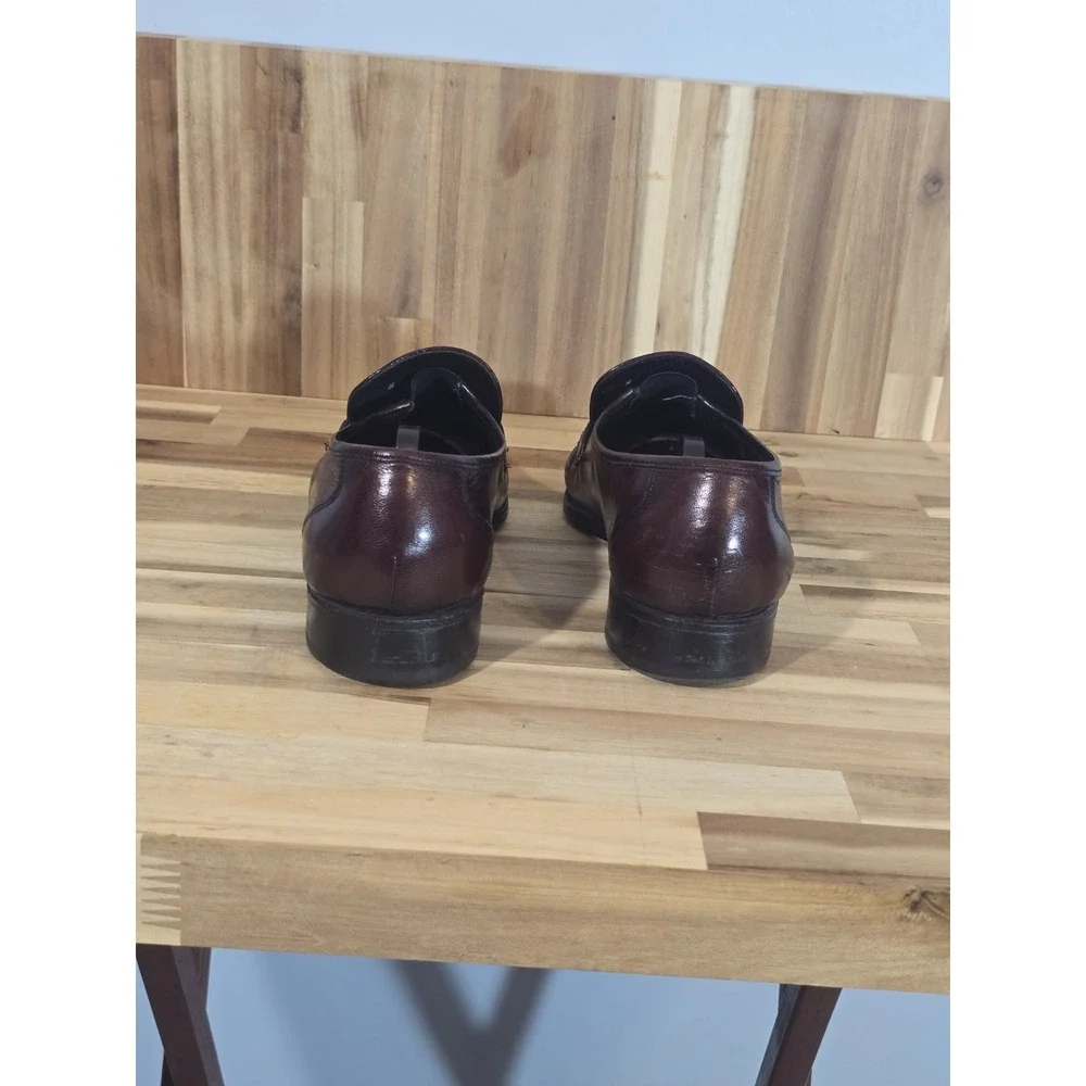 Florsheim Men's Brown Leather Loafers Size 8D Slip-On Shoes Made‎ in India
